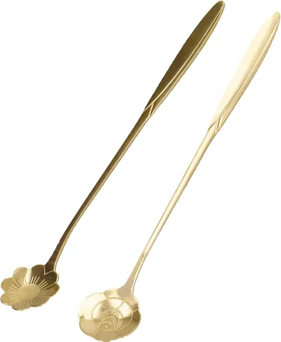 Vista 4 de Cuchara agitadora, 4PCS cuchara mezcladora de flores en forma de corazón cuchara de café de acero inoxidable cuchara de desierto cuchara de té