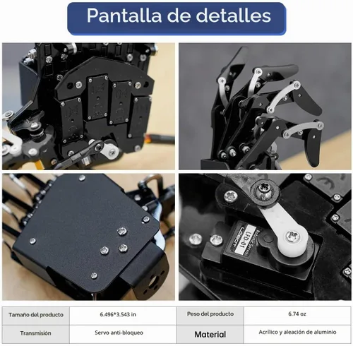 Vista 4 de Mano de Robot de Cinco Dedos con Movimiento Exclusivo, Brazo Mecánico Biónico de Robot de Bricolaje, Mano Izquierda