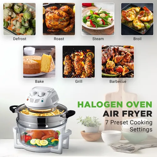 Vista 2 de NutriChef AZPKAIRFR48 - Freidora de aire para encimera de horno halógeno, cocina de convección infrarroja de 1200 W 13 cuartos de galón con cuenco