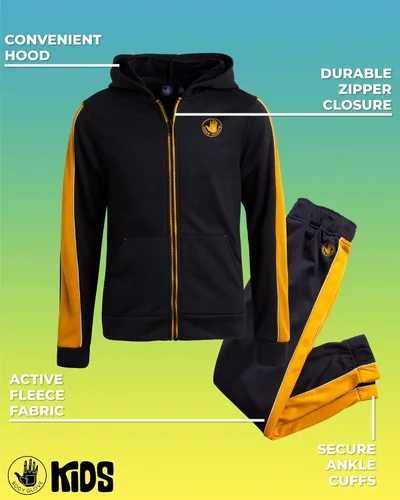 Vista 2 de Body Glove Conjunto deportivo para niño 2 piezas de forro polar con cremallera sudadera con capucha y pantalones deportivos (8-14)