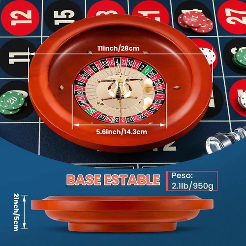 Vista 3 de Juego de ruedas de ruleta de 11 pulgadas con fieltro de diseño de mesa de 47.2 x 23.6 pulgadas