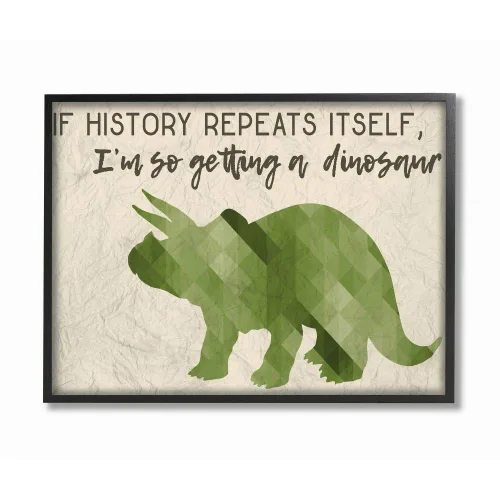 Vista 8 de The Kids Room de Stupell I'm So Getting a Dinosaur Triceratops - Placa de pared verde artística, fabricada con orgullo en Estados Unidos