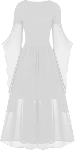 Vista 4 de Vestido punk gótico para mujer, vestido de fiesta de cosplay de Navidad, vestido de Halloween, conjunto bohemio, vestido gótico de cintura alta