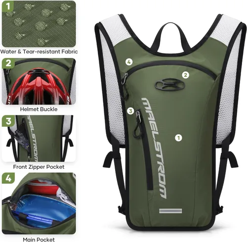 Vista 2 de Maelstrom Hydration Backpack with 2L Water Bladder,Lightweight Running Vest BPA-free,Breathable Shoulder and Back panel,Adjustable Chest