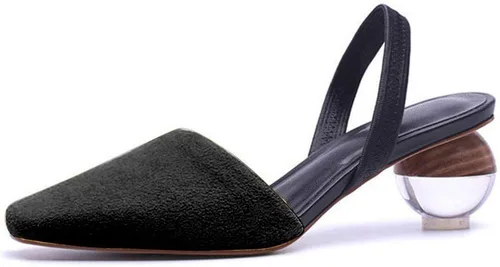 Vista 2 de Fericzot Mule Shoes Sandalias esféricas de tacón transparente Zapatillas de punta cuadrada Slip On Bombas Slingback Zapatos de vestir de boda