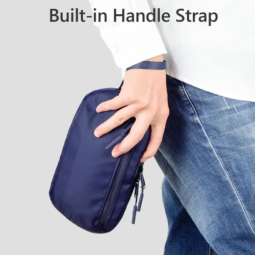 Vista 5 de Bolsa organizadora de cables, bolsa organizadora de cargador delgado para accesorios de viaje, artículos esenciales para aviones, dispositivos