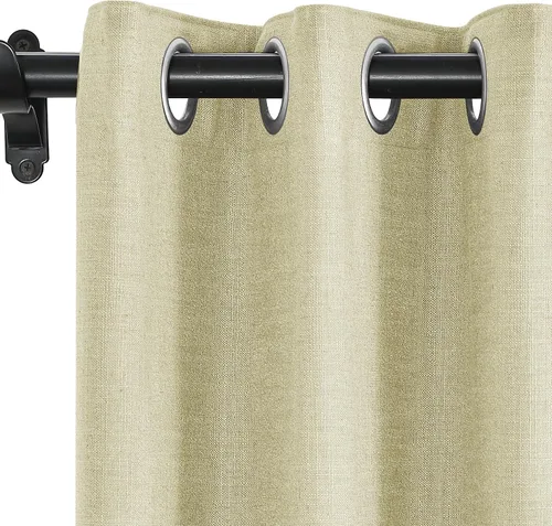 Vista 30 de Fcosie Cortinas opacas de lino 100 % opacas de 50 pulgadas de ancho x 63 pulgadas de largo, paneles de cortina con ojales para sala de estar