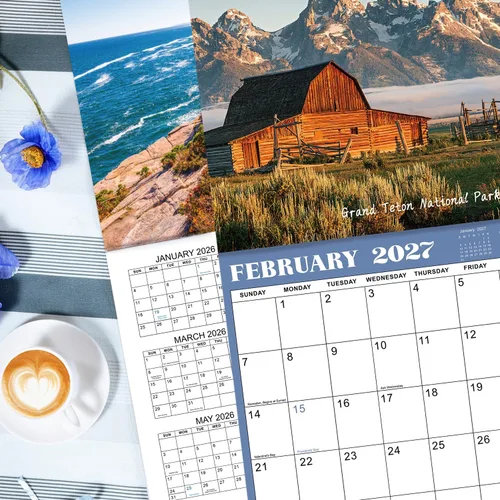 Vista 7 de Calendario 2026 – enero 2026 – diciembre 2026, calendario de pared 2026, calendario mensual 2026, 12 x 24 pulgadas (abierto), calendario de pared