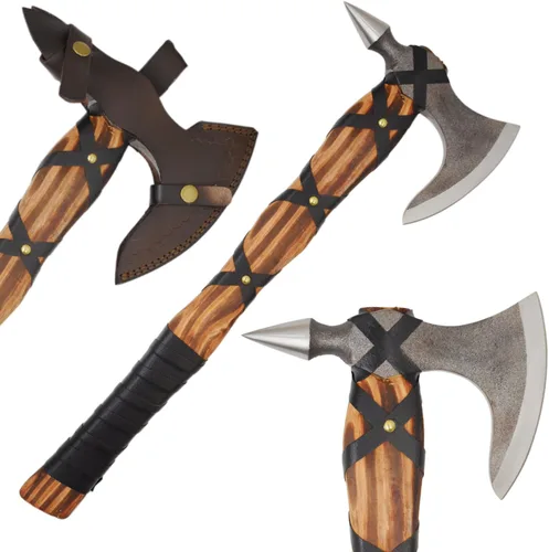 Vista 13 de Medieval Warrior Hacha Tomahawk Viking Tomahawk hecha a mano forjada a mano personalizada-hacha de caza-hacha de camping. (diseño)