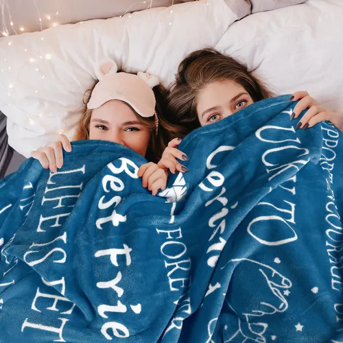 Vista 4 de Regalos de cumpleaños para mejores amigas, regalos únicos de amistad femenina, manta de forro polar de 50 x 60 pulgadas (Seablue)