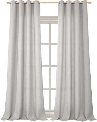 Vista 125 de BGment Cortinas de Lino Beige de 63 Pulgadas de Largo 2 Paneles - Tratamientos para Ventanas con Textura de Arpillera Filtrantes de Luz Cortinas B