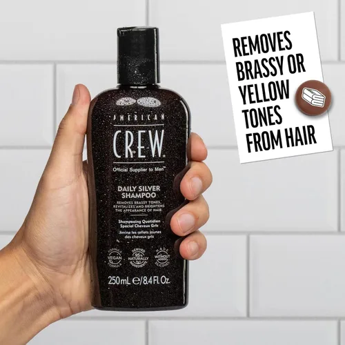 Vista 4 de American Crew Champú para hombre, champú diario plateado, derivado de forma natural, fórmula vegana, 8.4 onzas líquidas