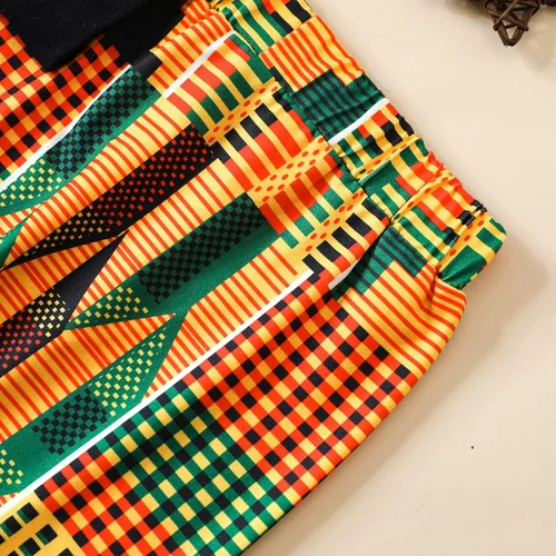 Vista 6 de Mubineo Conjunto de 2 piezas con estampado africano de Kente Dashiki para bebés, niñas y niños pequeños