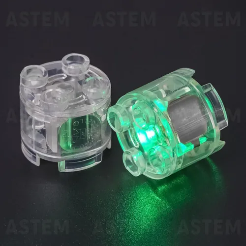 Vista 5 de ASTEM Kit de accesorios de ladrillos de luz verde, paquete de ladrillos de luz LED transparentes clásicos de 2 x 2, 6 piezas de bloques