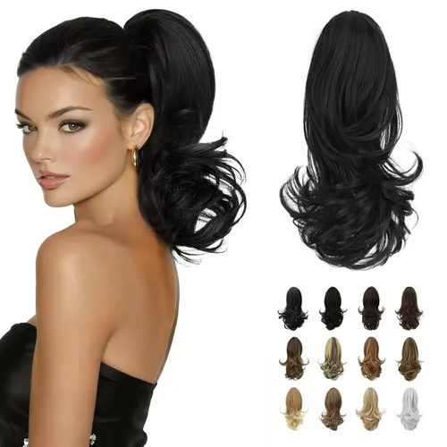 Vista 24 de SOFEIYAN Extensión de Cola de Caballo de 13" Larga y Rizada con Clip en Garra, Extensión de Cabello Sintético de Aspecto Natural para Mujeres