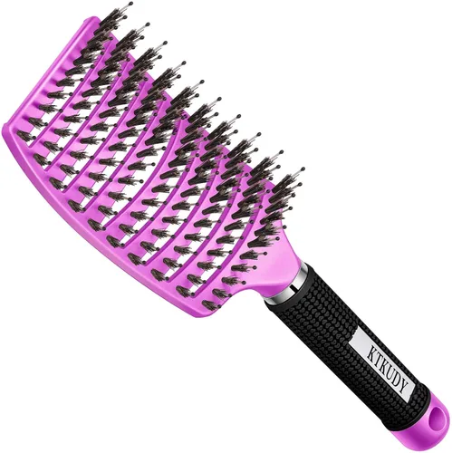 Vista 14 de KTKUDY Cepillo para desenredar con cerdas de jabalí, cepillo para hacer el cabello más brillante y saludable, cepillo desenredante curvo y ventilado