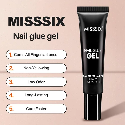 Vista 4 de Misssix Kit de puntas de uñas de gel corto de almendra, 504 piezas de uñas Kit de almendras cortas transparentes (504 piezas con 3 herramientas)