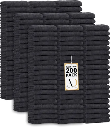 Vista 47 de Ample Decor Toallas 100% algodón de 12 x 12 pulgadas, 600 GSM, suaves y absorbentes, duraderas, juego de 10, color beige
