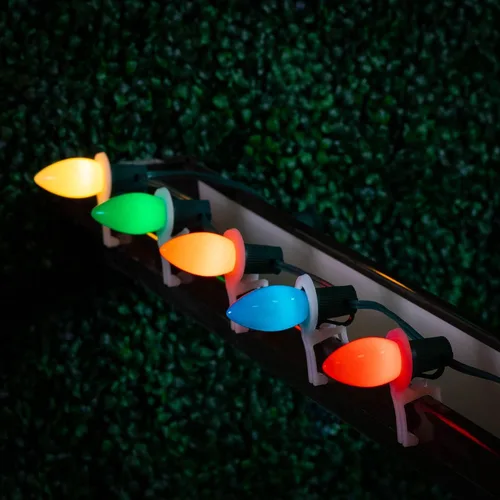 Vista 3 de Novelty Lights Paquete de 25 bombillas de repuesto de cerámica C9 para exteriores Multi