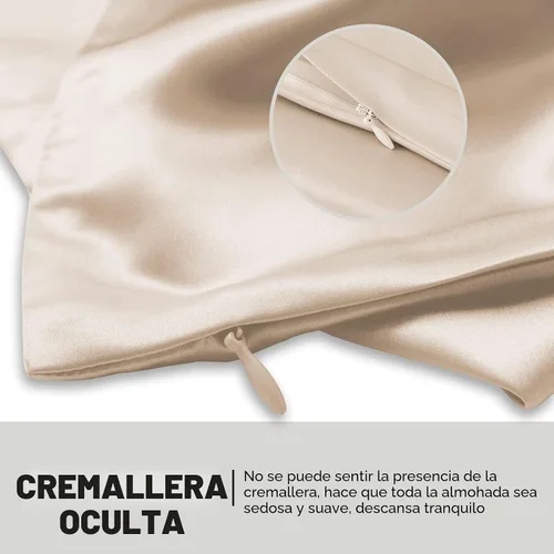 Vista 4 de Juego de 2 fundas de almohada de seda para cabello y piel, suave, transpirable y resistente, 100%, fundas de seda de morera natural en ambos lados