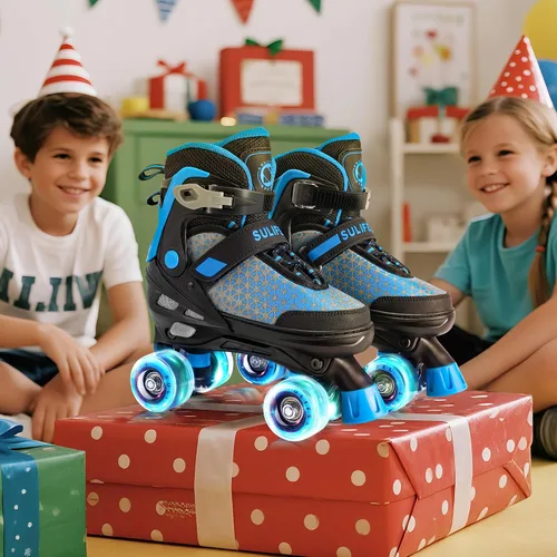 Vista 8 de SULIFEEL Patines para niñas y niños, 4 tallas ajustables con ruedas iluminadas, patines seguros y divertidos para niños, mejor regalo
