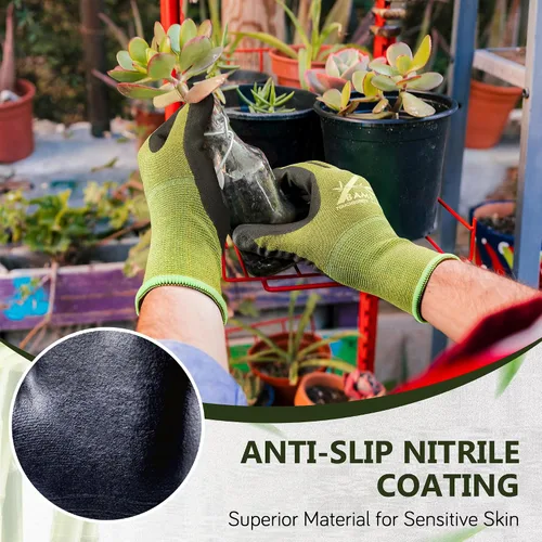 Vista 4 de COOLJOB 2 pares de guantes de jardinería para mujeres y hombres, guantes de trabajo de bambú para pantalla táctil, guantes de trabajo