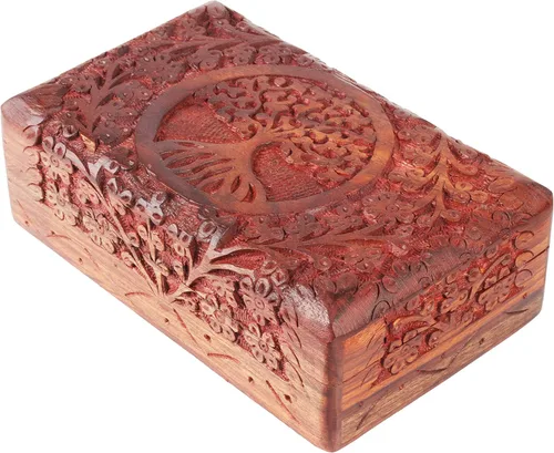 Vista 3 de ARTISENIA Regalos para el Día del Padre, caja organizadora de madera hecha a mano, caja celta de recuerdo con diseño de árbol de la vida