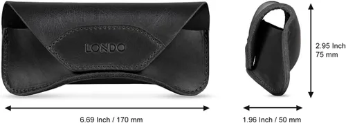 Vista 2 de Funda de piel auténtica para gafas y gafas de sol con cierre magnético a presión