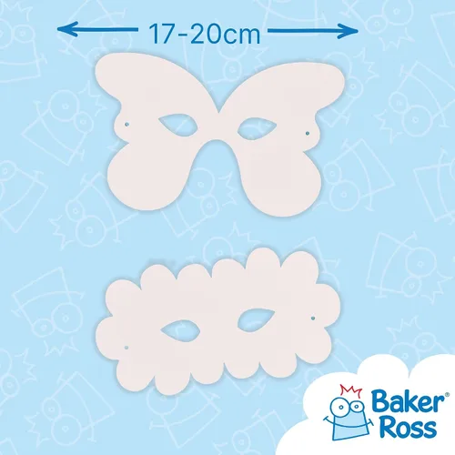 Vista 3 de Baker Ross Kit de 12 máscaras de carnaval para niños para decorar, surtido, blanco