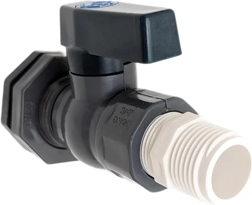 Vista 10 de Kit de espiga de válvula de bola de PVC de puerto completo de 1 pulgada con montaje de mamparo + adaptador de manguera..