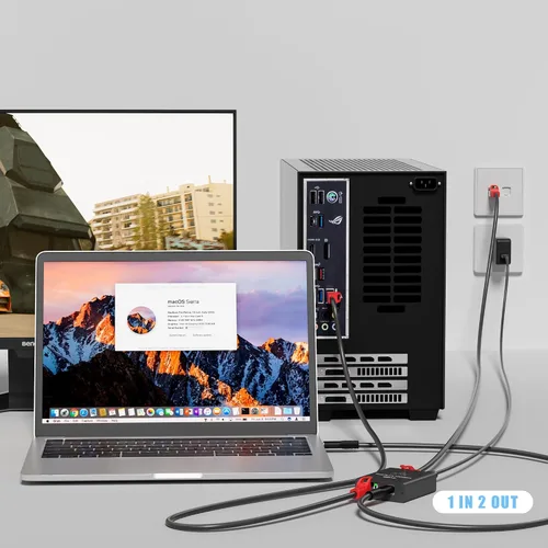 Vista 2 de Divisor Ethernet USB-C a 2x RJ45, adaptador LAN Gigabit, 1 Gbps, para MacBook a Ethernet