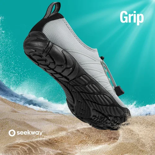 Vista 6 de SEEKWAY - Zapatos de agua unisex, de secado rápido, tipo calcetín y con sensación de pies descalzos para adultos ideales para playa, natación, río