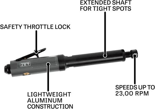 Vista 2 de JET Esmeriladora neumática de 1/4 pulgada extendida, 23000 RPM (Modelo JAT-402)