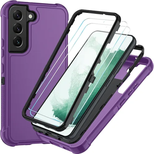 Vista 29 de SunStory Funda 3 en 1 para Samsung Galaxy S22 con protector de pantalla Verde Armada (ArmyGreen)