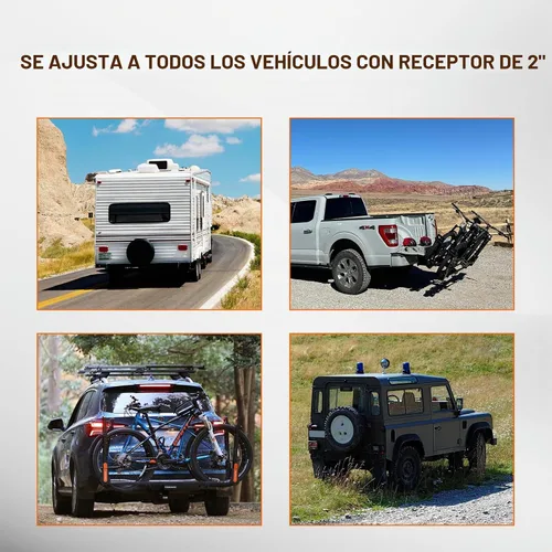Vista 9 de TOOENJOY Soporte de bicicleta plegable para enganche, plataforma de transporte de bicicletas resistente con brazos duales, se ajusta a receptor