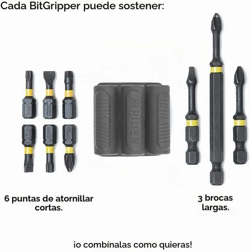 Vista 5 de Spider Funda para Herramientas - BitGripper v2 - Paquete de Dos - Complemento de Taladro con Adhesivo 3M de Alta Resistencia para Fácil Acceso a (2)
