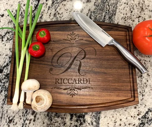Vista 6 de Tabla de cortar de madera personalizada - Nogal - Arce - 20 diseños