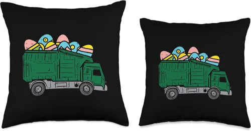 Vista 3 de Easter Pillows for Kids Toddler Boys Girls Gifts Almohada para niños con diseño de camión de basura, diseño de huevos de Pascua, 15.7 x 15.7 in