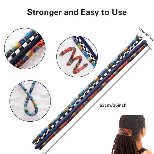 Vista 2 de Spiral Lock Hair Tie Dreadlock Accessories Dreadlock Hair Tie Bendable Loc Ponytail Holders for women & men with thick hair (Green Pattern)