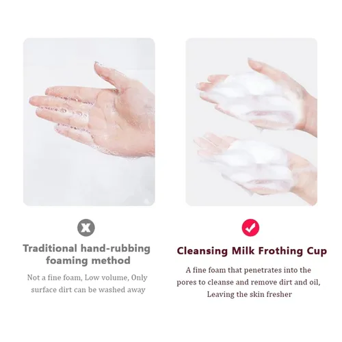 Vista 4 de Máquina de espuma facial, 2 piezas, herramienta de limpieza facial, espumador de crema enriquecedora, limpiador profundo, máquina de espuma