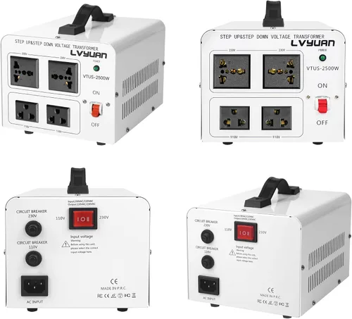 Vista 7 de LVYUAN - Convertidor de transformador de voltaje de 2500 W, convertidor elevador y descendente, 110/120 voltios, 220/240 voltios con 2 salidas