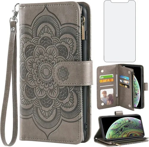 Vista 13 de Asuwish Funda compatible con iPhone Xs Max y protector de pantalla de vidrio templado, funda para teléfono celular para i X XR Xsmax 10x SX Xmax Azul