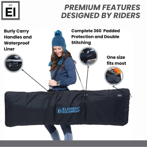 Vista 3 de Element Equipment Bolsa acolchada para snowboard, bolsa de viaje para snowboard