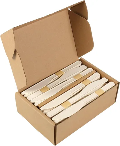 Vista 3 de Juego de cubiertos biodegradables de maíz, paquete de 120 cubiertos desechables, plástico de almidón de maíz compostable resistente para el hogar