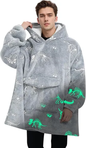 Vista 16 de Mewkou Manta con capucha para adultos, manta de forro polar Sherpa de gran tamaño con capucha para mujeres y hombres, café