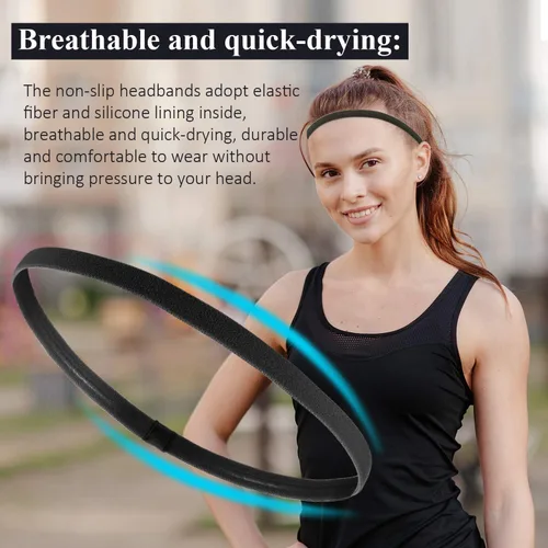 Vista 6 de Sumind 4 Pieces Thick Non-Slip Elastic Sport Headbands, Elastic Silicone Grip Exercise Hair and Sweatbands for Yoga