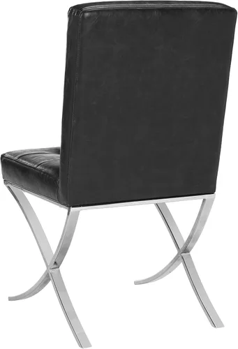 Vista 5 de Safavieh Home Walsh - Silla auxiliar de piel sintética negra y cromada