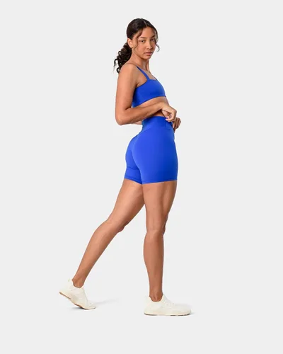 Vista 4 de Kamo Fitness Serenity - Pantalones cortos de cintura alta, entrepierna de 6 pulgadas, sin costura frontal, aptos para muslos, con costuras en V