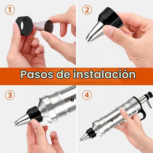 Vista 3 de Juego de Jeringas para Decoración de Postres Kit de Glaseado Kit de Glaseado Aceros Inoxidables Kit de Decoración de Pasteles con 10 boquillas
