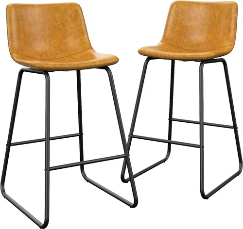 Vista 17 de YaFiti - Juego de 2 sillas de comedor de 18 pulgadas, sillas modernas tapizadas para comedor con cojines de piel sintética y patas de metal, silla